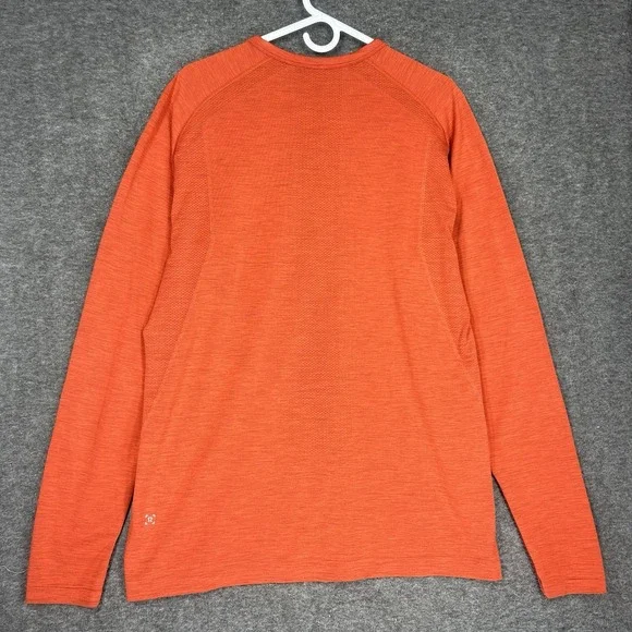 Lululemon Shirt Mens XL Orange Long Sleeve Metal Vent Henley Athleisure - Picture 12 of 12